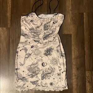 White and Black Printed Dress